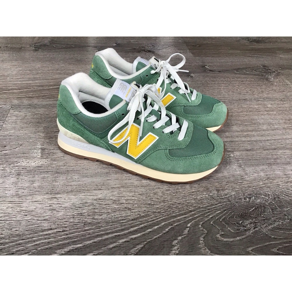 New Balance 574 Women's Size 6 Mallard Green & Yellow Shoes Sneakers WL574GS2